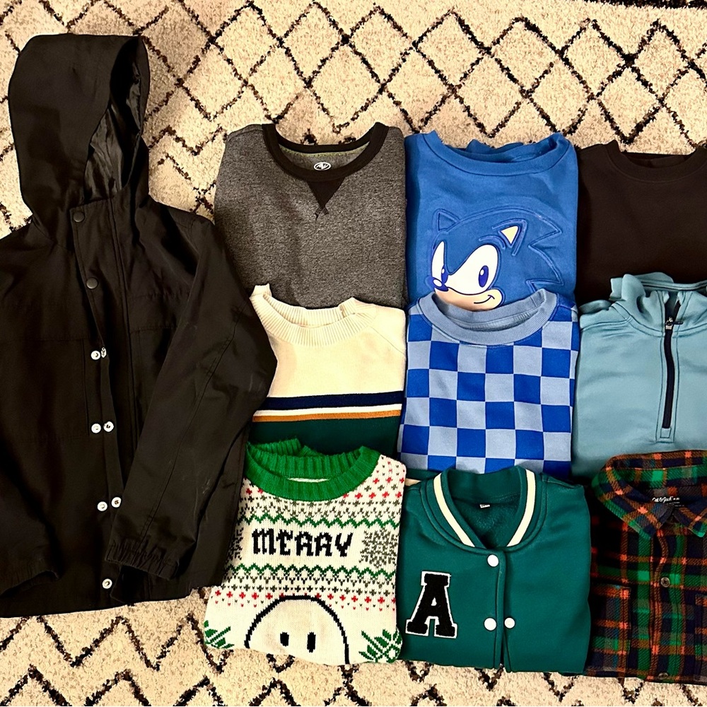 10pc Boys Sweatshirt Set + Jacket. Size M (8) Multiple Brands, Old Navy, Sonic
